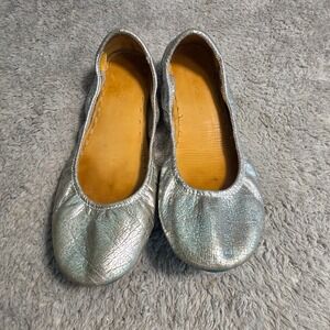 Tieks Ballet Flats Silver Screen Metallic Leather Foldable Women 10
